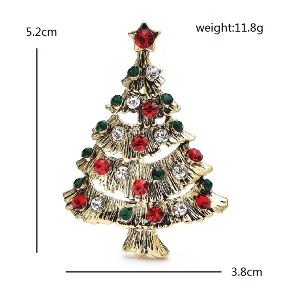 Betsey Johnson Festive Christmas Tree Gold Brooch - Picture 4 of 4